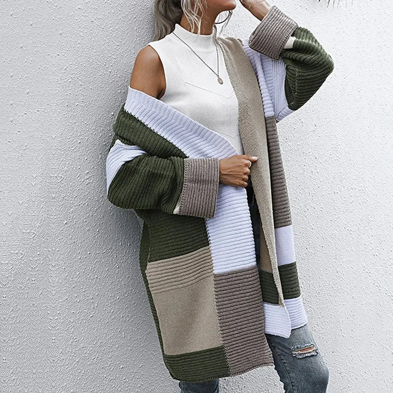 Maya - Öppen främre Color Block Cardigan