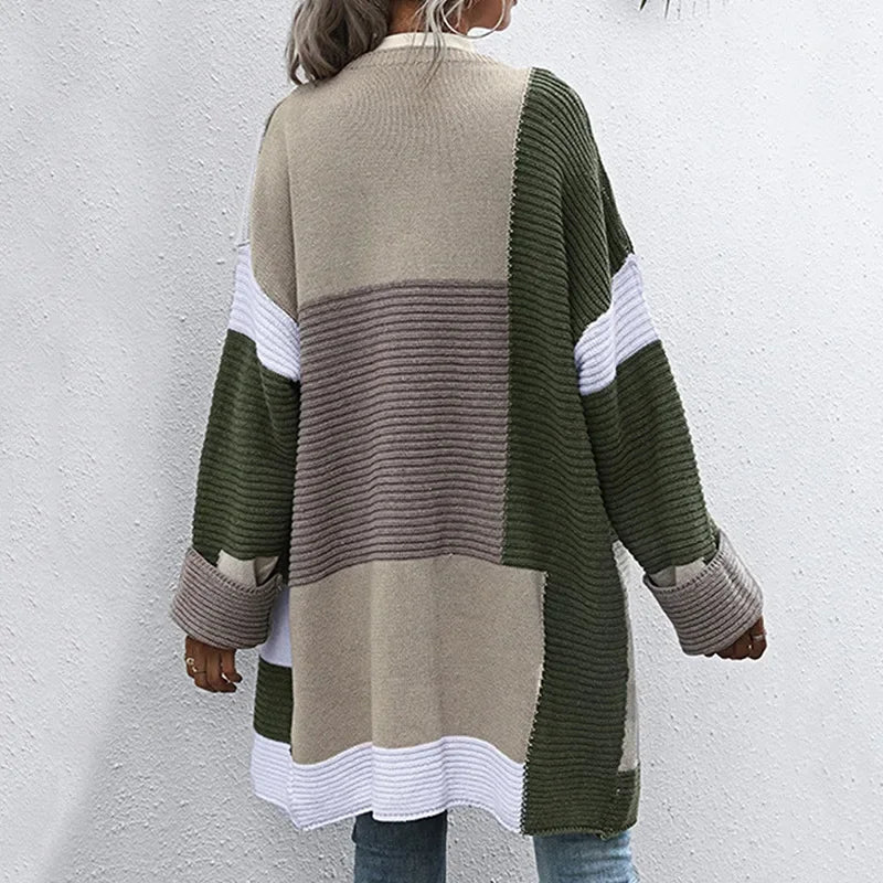 Maya - Öppen främre Color Block Cardigan