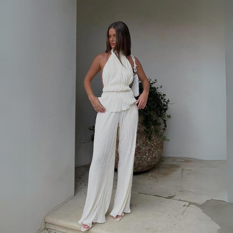 Leila - jumpsuit med strukturerad halterneckdel