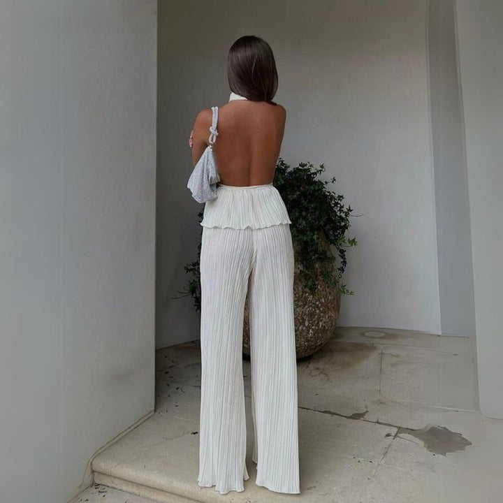 Leila - jumpsuit med strukturerad halterneckdel