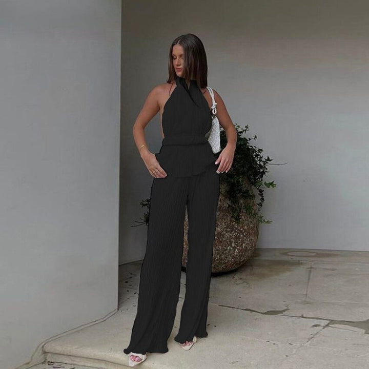 Leila - jumpsuit med strukturerad halterneckdel