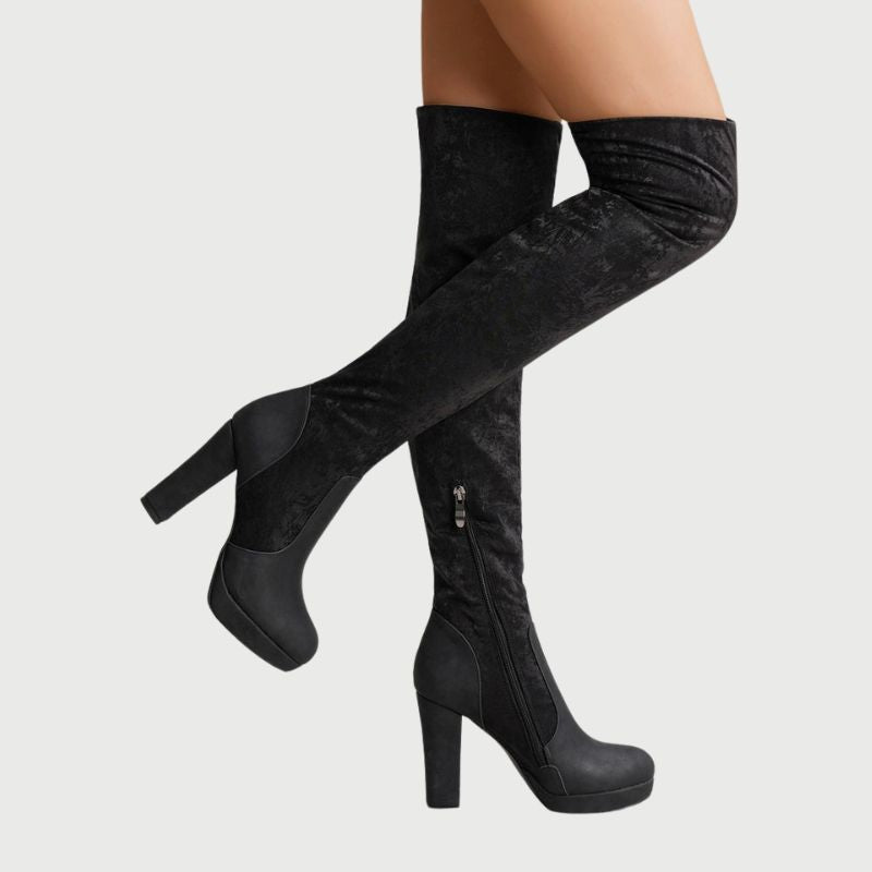 Diana - Eleganta over-the-knee boots med blockklack