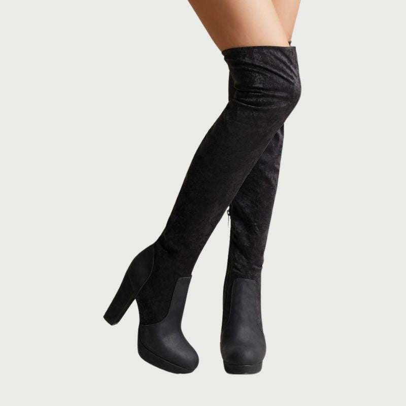 Diana - Eleganta over-the-knee boots med blockklack