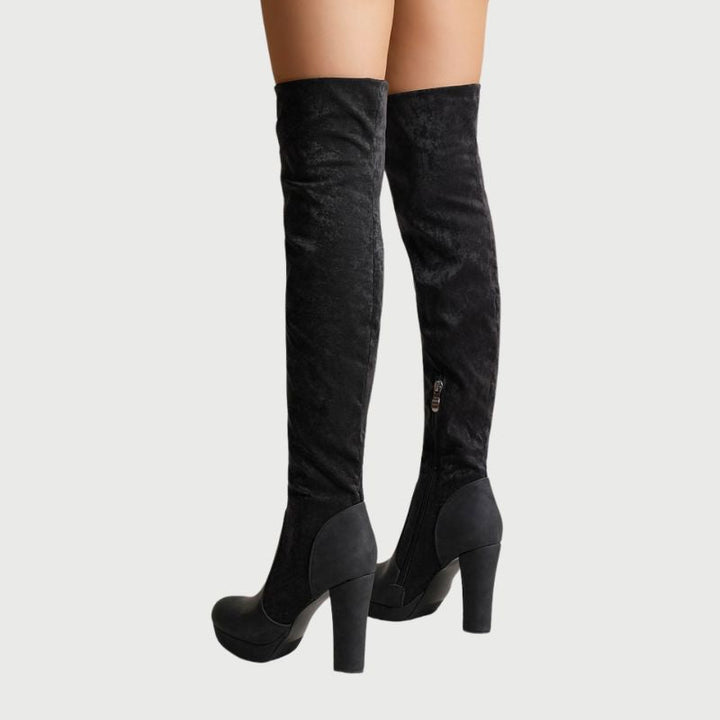 Diana - Eleganta over-the-knee boots med blockklack