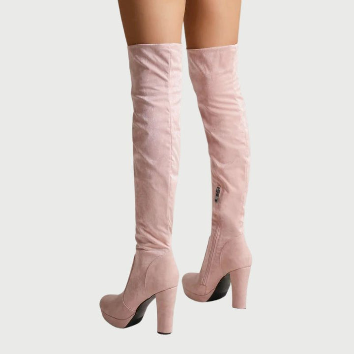 Diana - Eleganta over-the-knee boots med blockklack