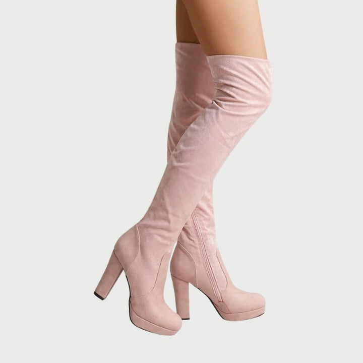 Diana - Eleganta over-the-knee boots med blockklack