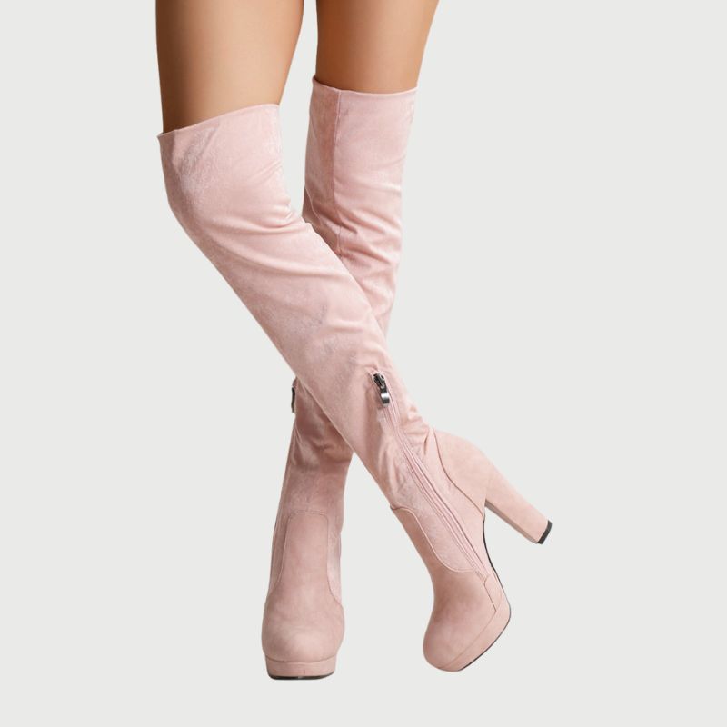 Diana - Eleganta over-the-knee boots med blockklack