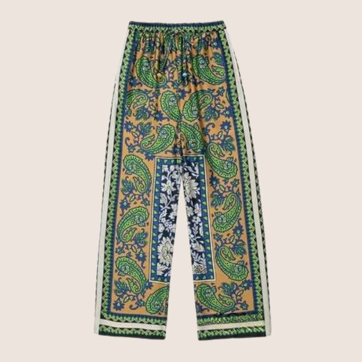 Isadora - Bohemisk paisley jumpsuit med knytskärp