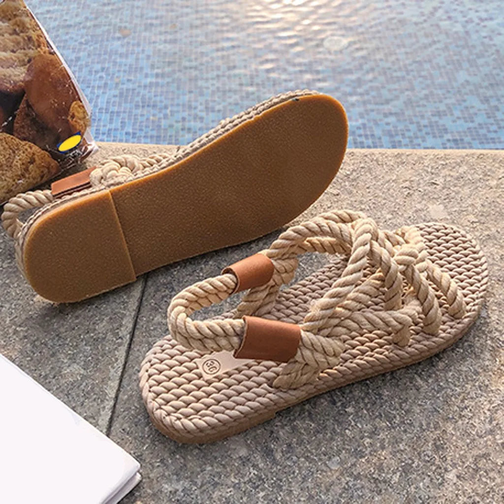 Serena - flätade repsandaler med slip-on design